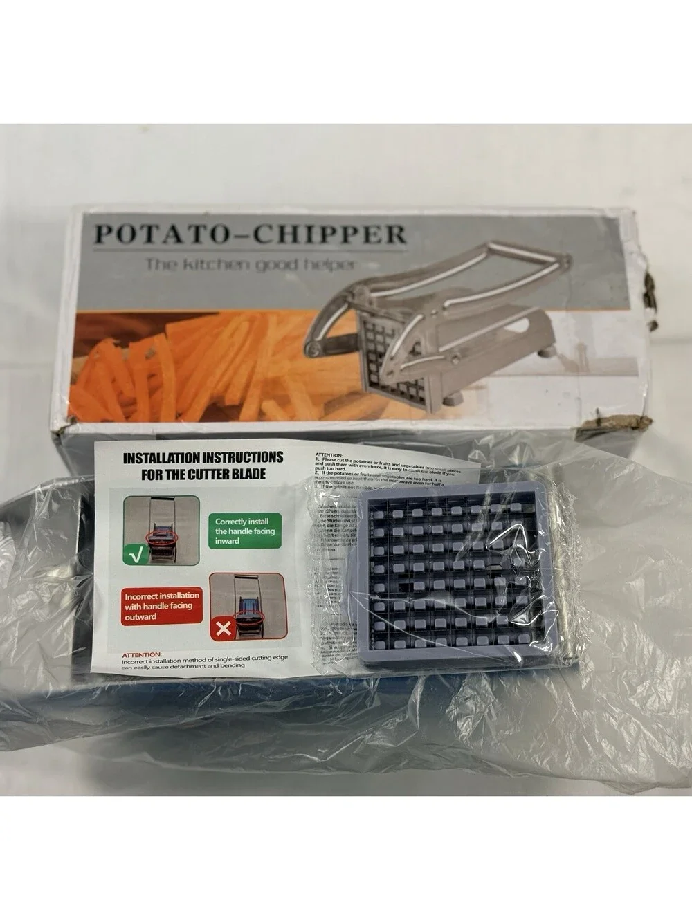 Potato Chipper French Fry Cutter Vegetable Slicer Open Box